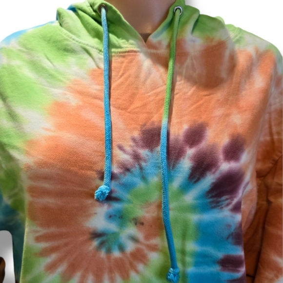 RAG SUPPLY Unisex Multi 🌈 Rainbow Tie-Dye Oversized Hooded Sweatshirt - Picture 3 of 16
